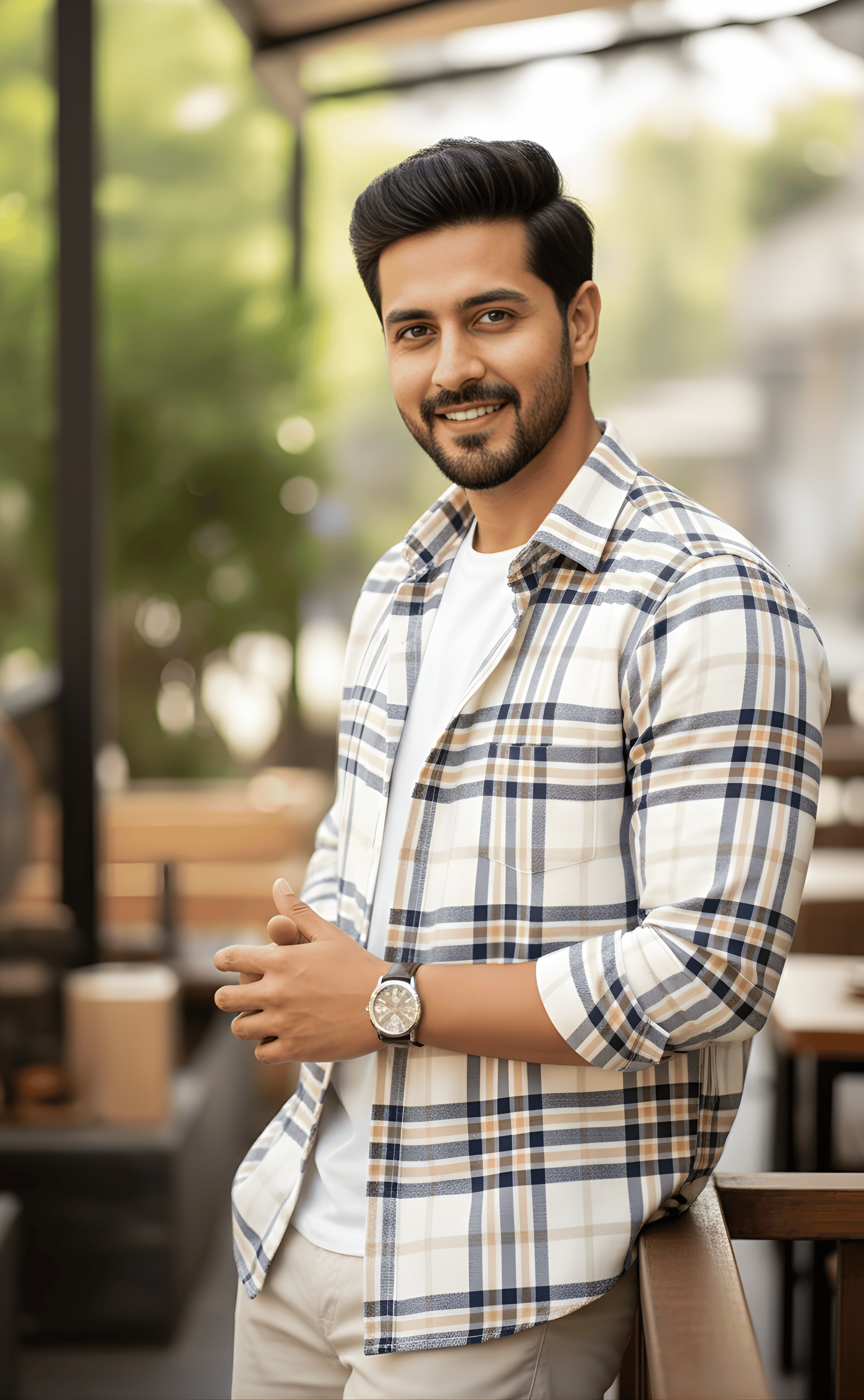 The Cream Checkered Casual Shirt