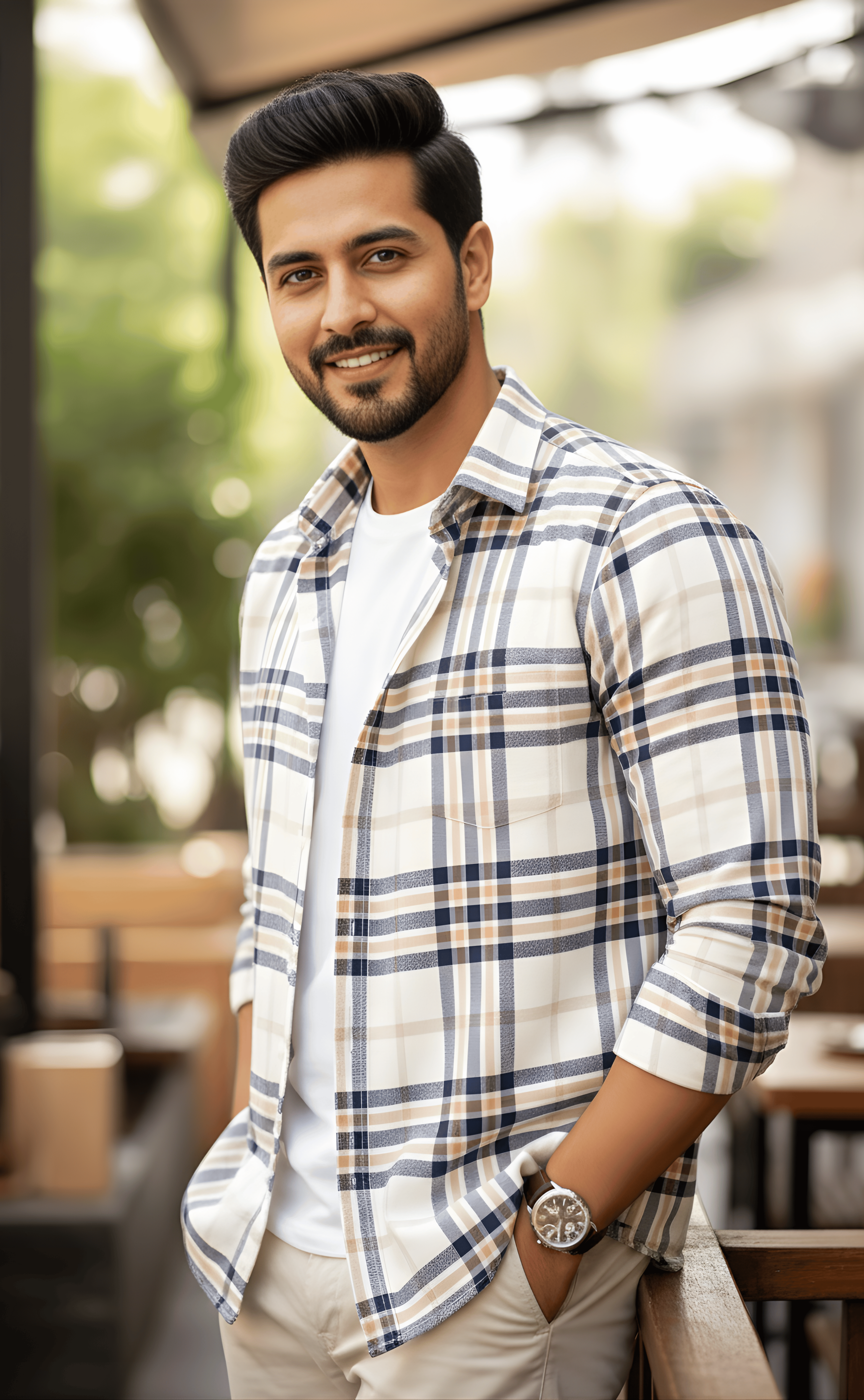 The Cream Checkered Casual Shirt