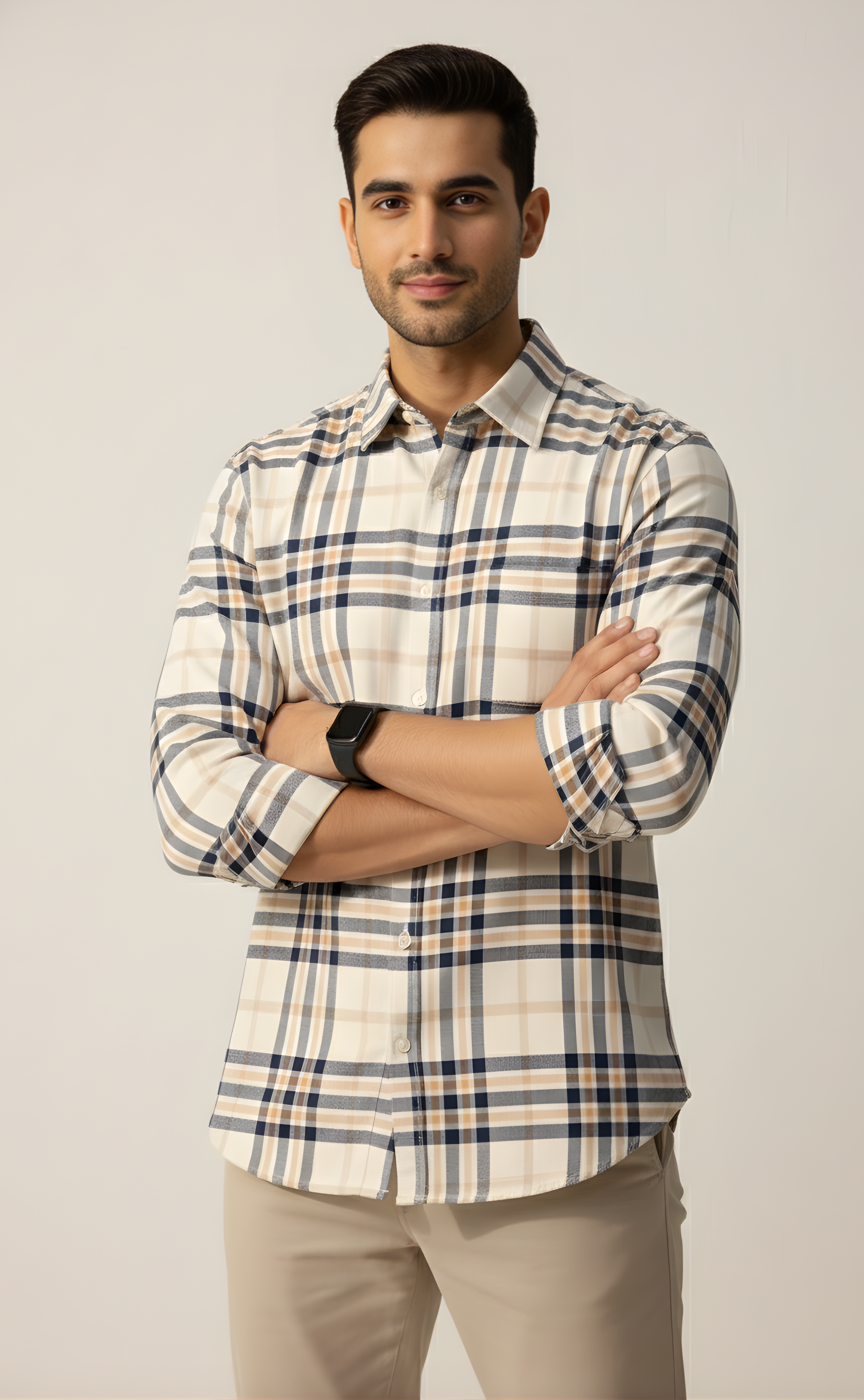 The Cream Checkered Casual Shirt