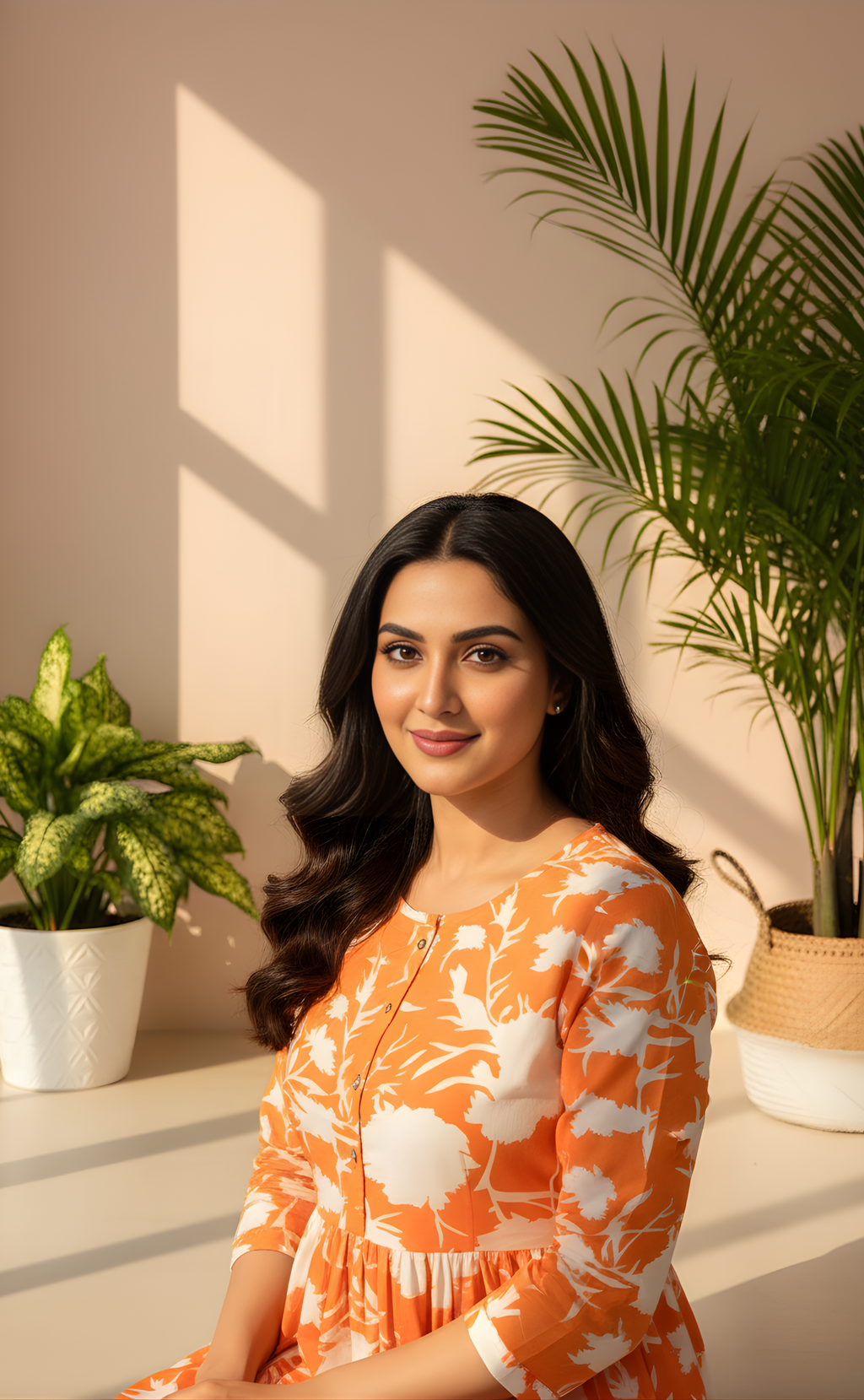 The Orange & White Floral Frock for Women