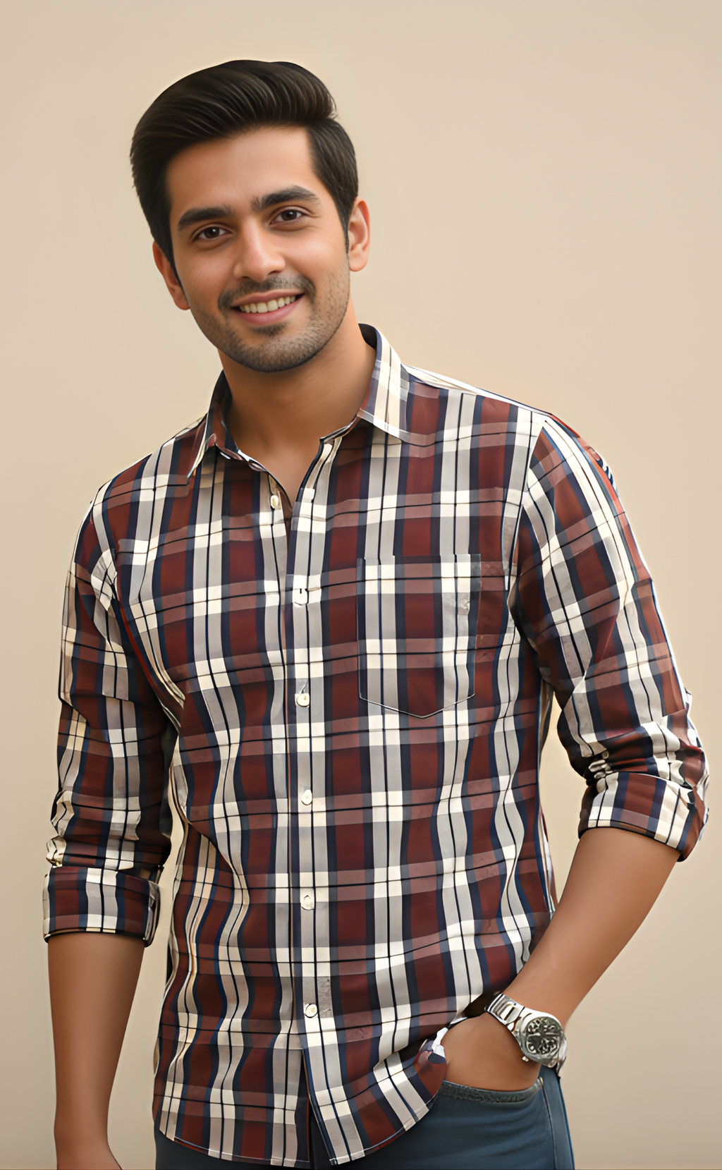 The Maroon & Navy Check Shirt