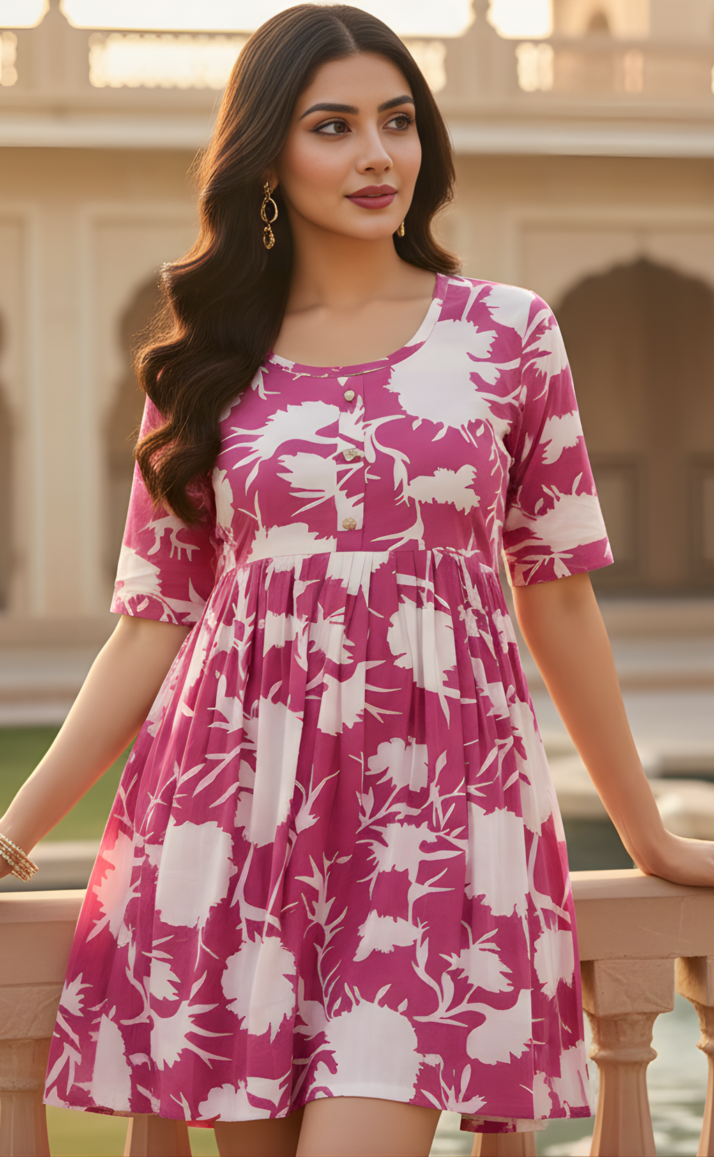 The Fuchsia Floral Short Frock