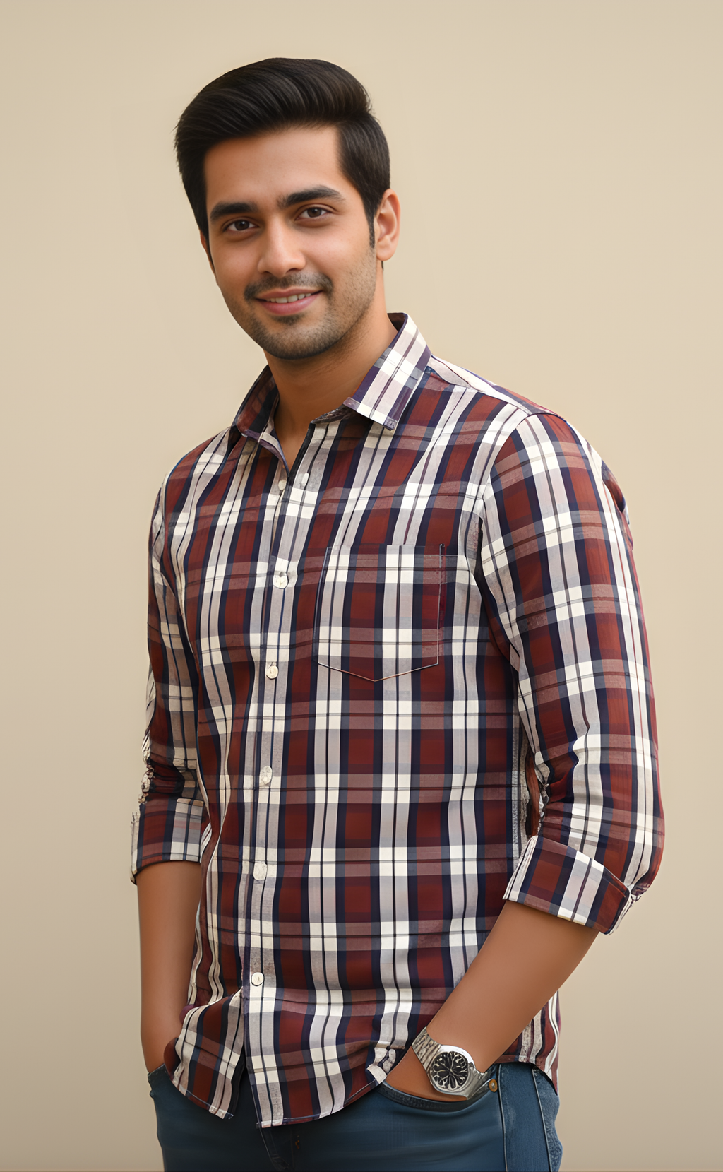 The Maroon & Navy Check Shirt