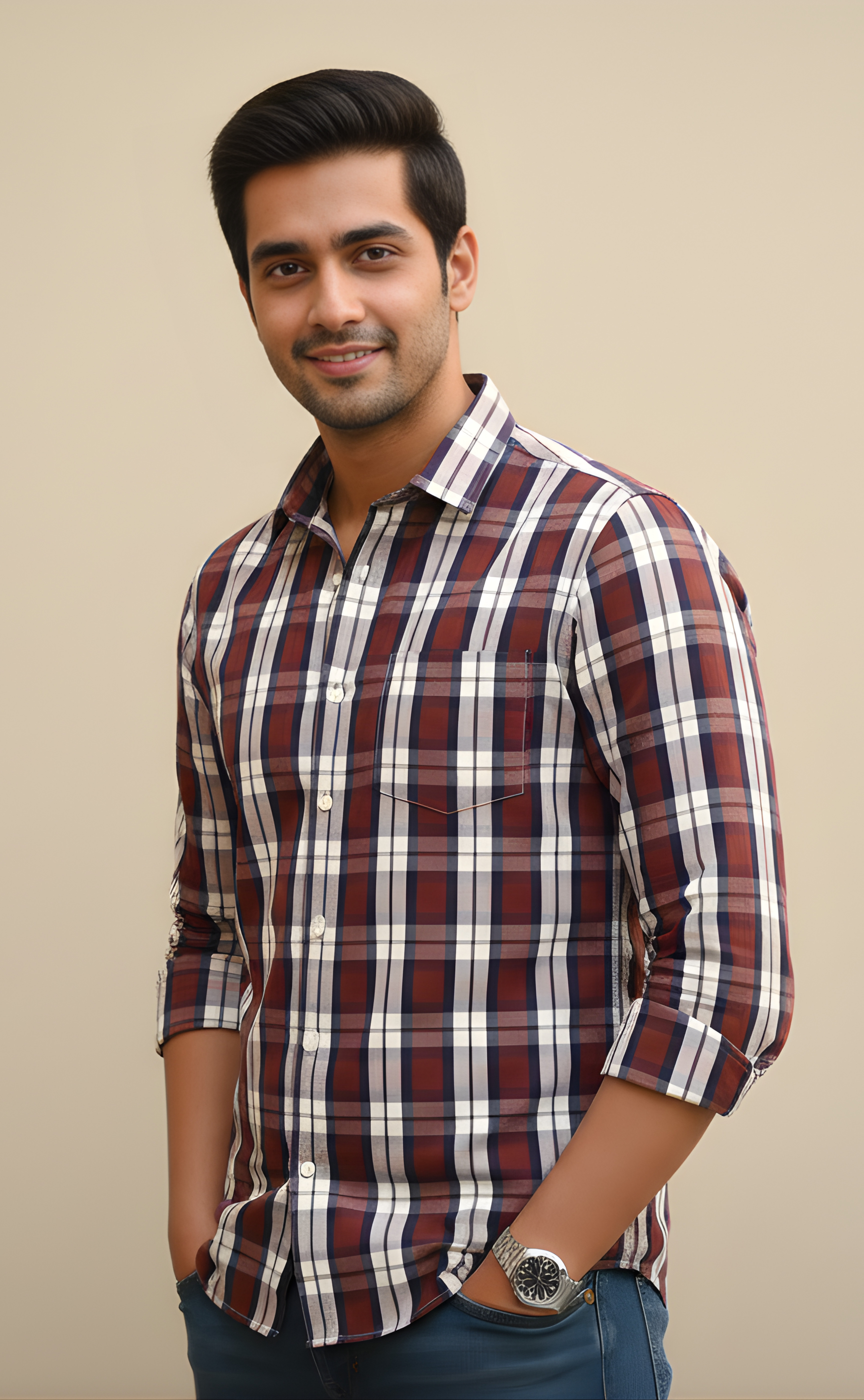 The Maroon & Navy Check Shirt