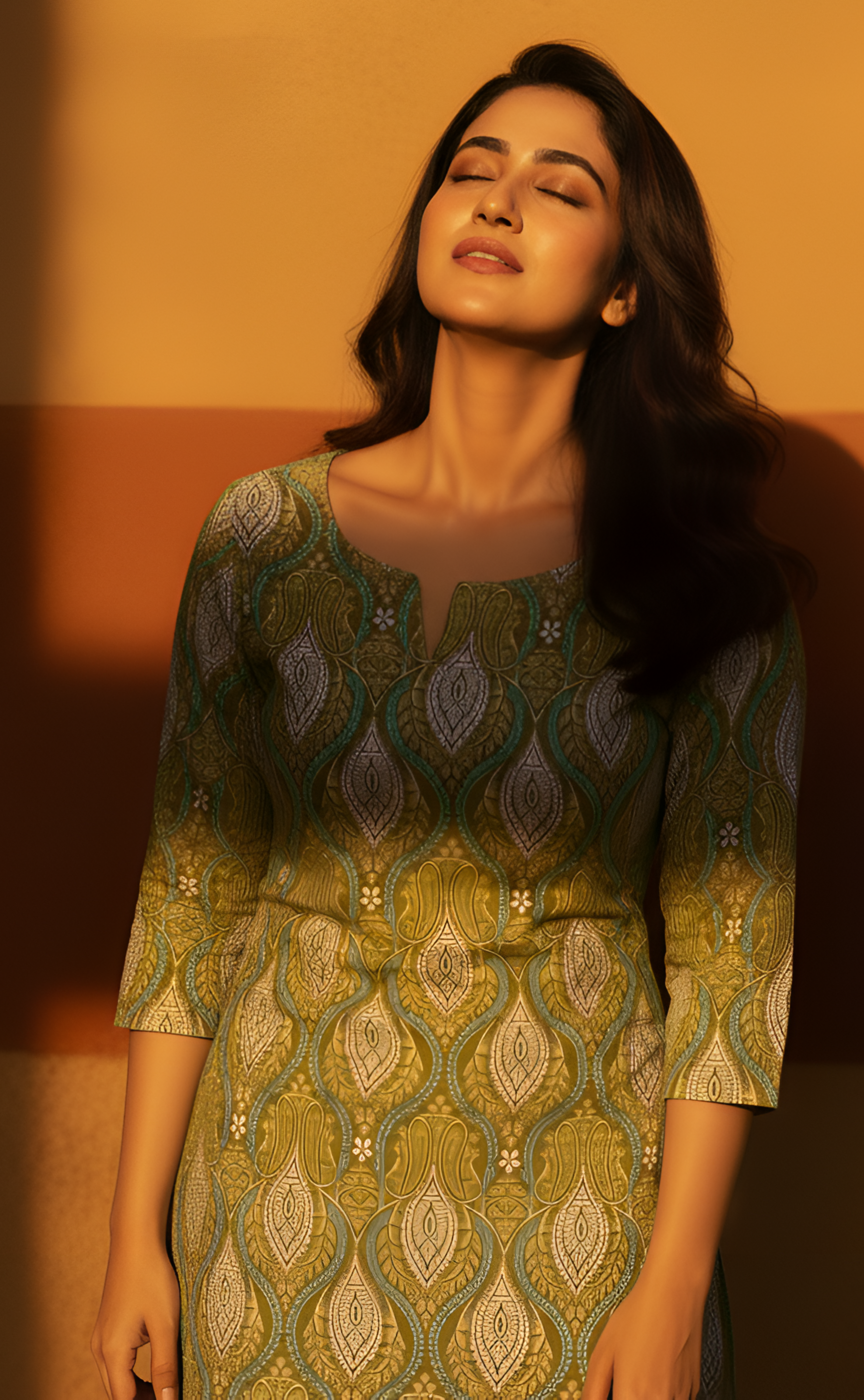 Floral Green Short Kurti For Women