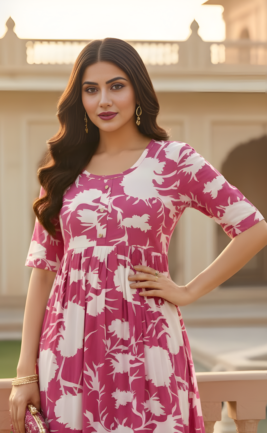 The Fuchsia Floral Short Frock