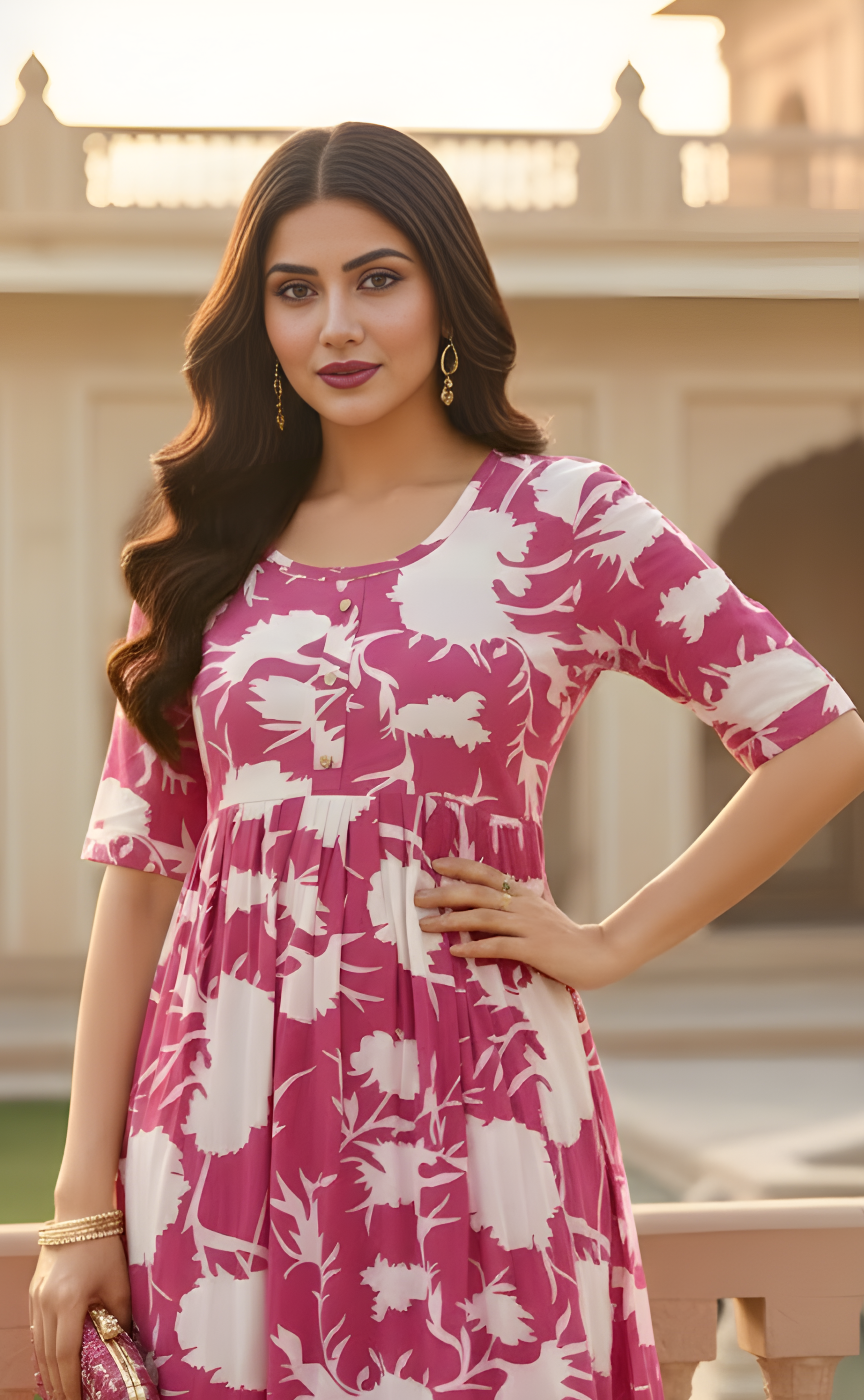 The Fuchsia Floral Short Frock