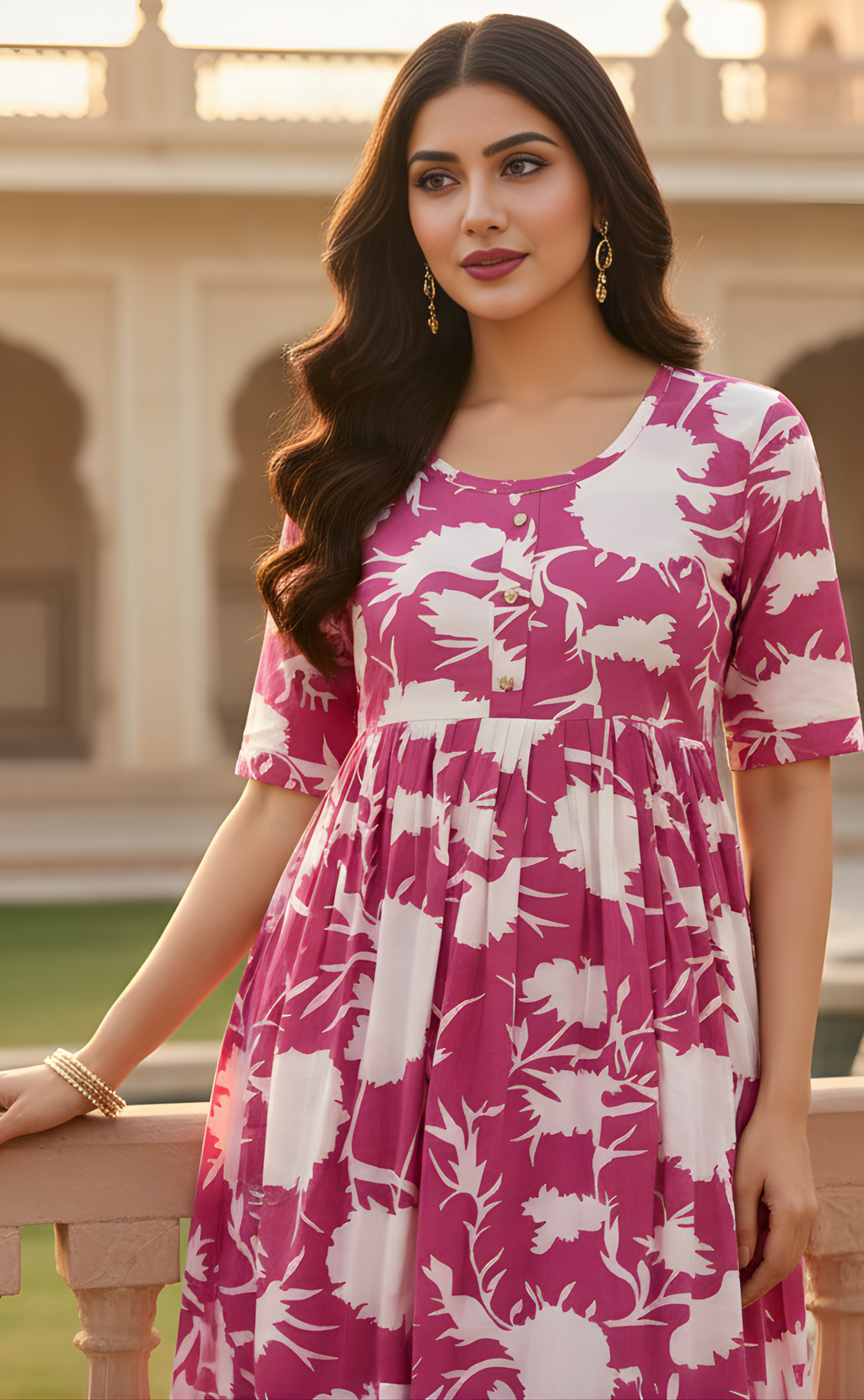 The Fuchsia Floral Short Frock