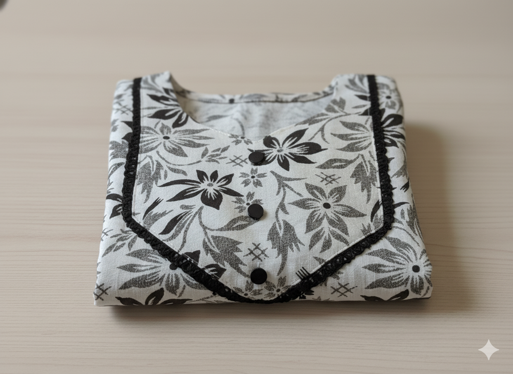 Monochrome Floral Kurti Dress